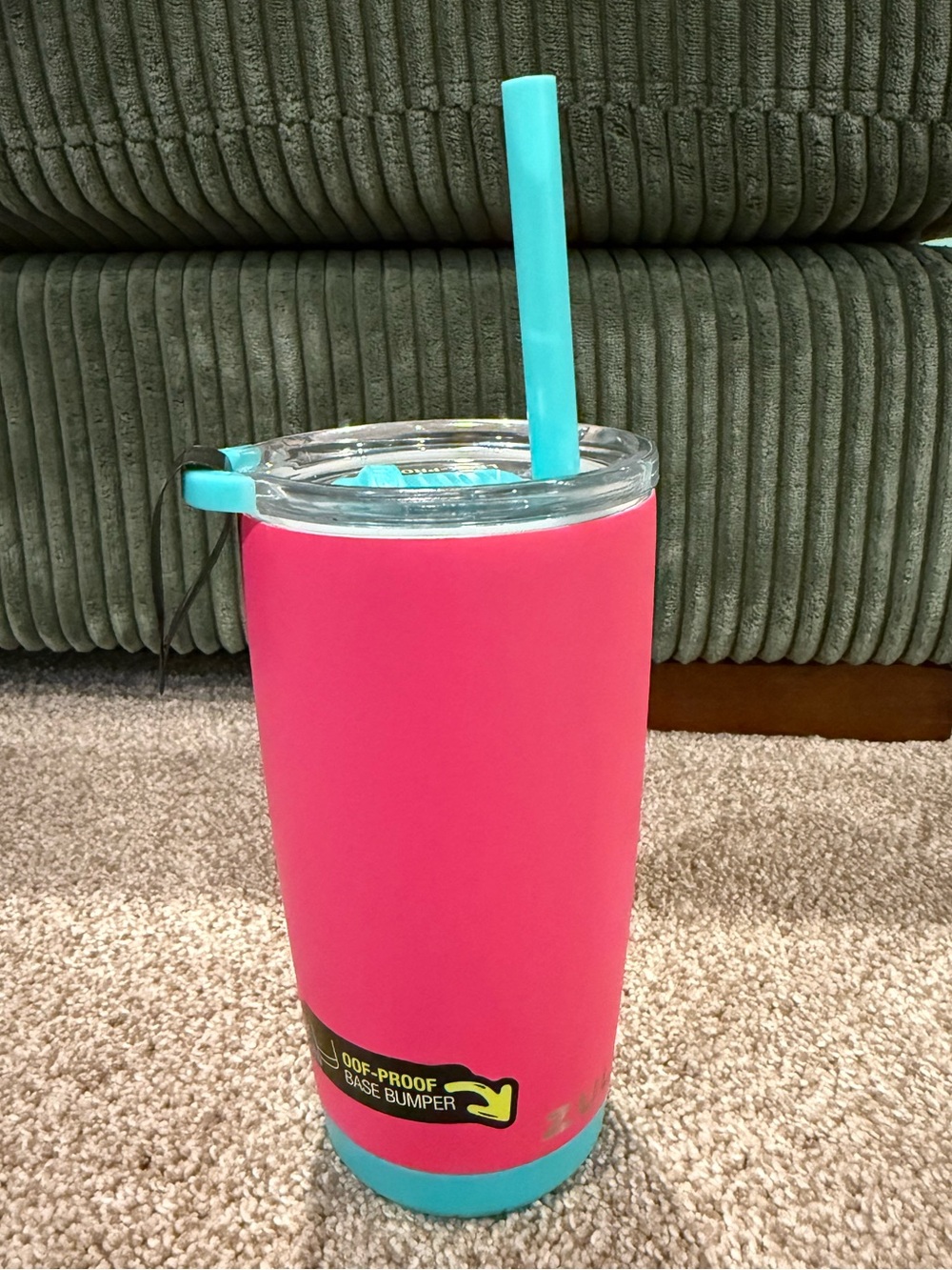 12oz Kids Pink & Teal Tumbler with Straw